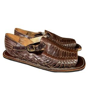 Men’s Mexican Huarache Woven Leather Buckled Sandals